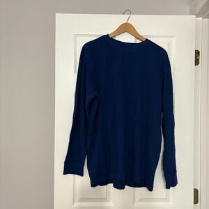 LL Bean Thermal Waffle Knit Shirt Mens XL Blue Base Layer Cotton Top Crew Neck